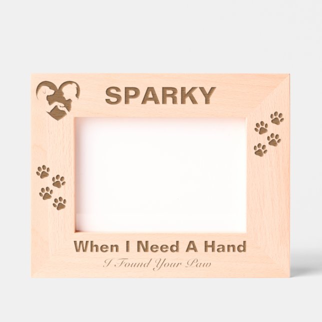 Pet Memorial Dog Paw Prints Custom Wood Photo  Engraved Frames (Front)