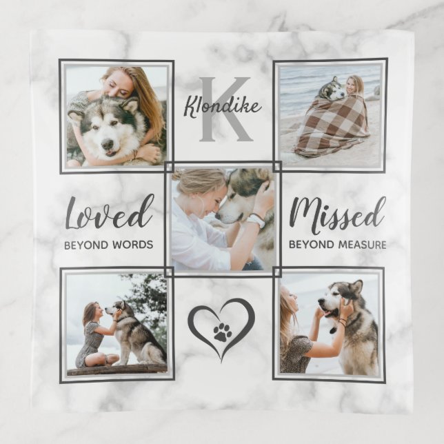 Pet Memorial Dog Photo Collage Keepsake Trinket Tray (Front)