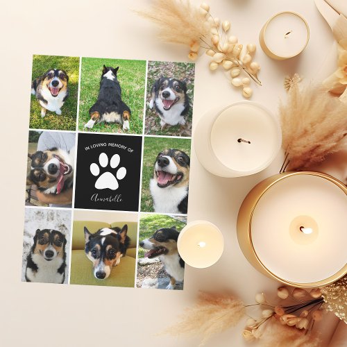 Pet Memorial Dog Photo In Loving Memory Card