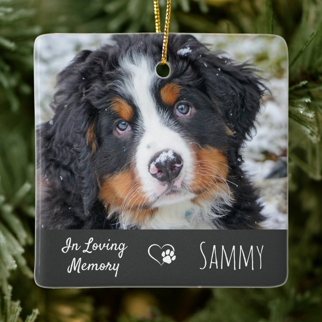 Pet Memorial Dog Photo In Loving Memory Ceramic Ornament (Creator Uploaded)