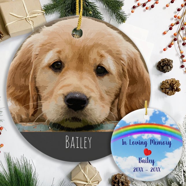 Pet Memorial Dog Photo Rainbow Bridge Ceramic Ornament (Creator Uploaded)