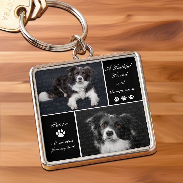 Pet Memorial Dog Photo Template Tribute Keychain (Pet Memorial Dog Photo Template Tribute Keychain with 2 photo slots)