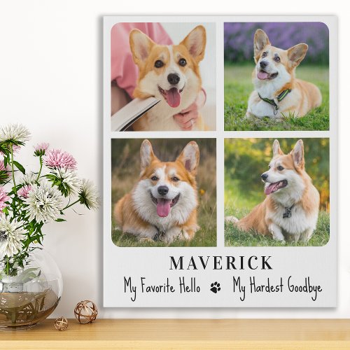 Pet Memorial Dog Remembrance Personalized 4 Photo  Faux Canvas Print