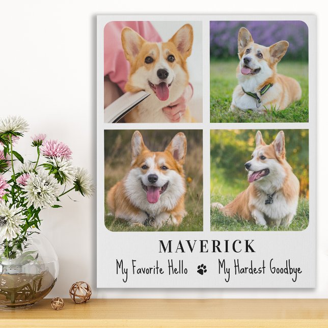 Pet Memorial Dog Remembrance Personalized 4 Photo  Faux Canvas Print (Creator Uploaded)
