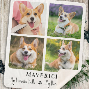 Pet Memorial Dog Remembrance Personalized 4 Photo Sherpa Blanket