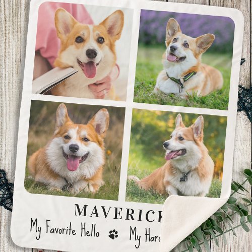 Pet Memorial Dog Remembrance Personalized 4 Photo  Sherpa Blanket