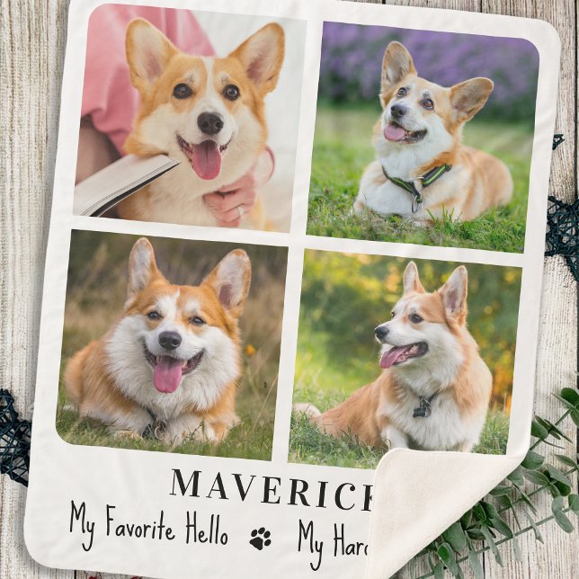 Pet Memorial Dog Remembrance Personalized 4 Photo  Sherpa Blanket (Creator Uploaded)