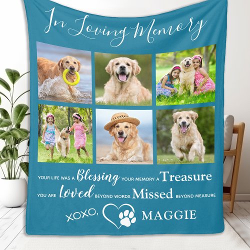 Pet Memorial Dog Remembrance Poem Photo Collage Fleece Blanket