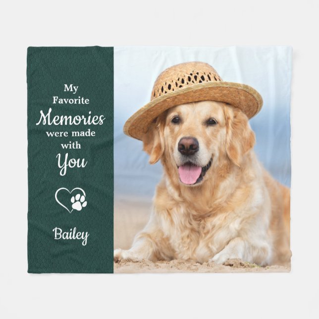 Pet Memorial Dog Sympathy Gift Personalized Photo Fleece Blanket (Front (Horizontal))