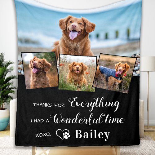 Pet Memorial Elegant Dog 4 Photo Collage Fleece Blanket