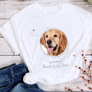 Pet Memorial Elegant Heaven Silver Stars Dog Photo T-Shirt
