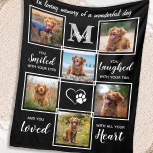 Pet Memorial Elegant Personalized 6 Photo Collage Fleece Blanket