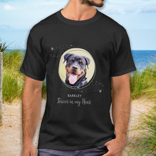 Pet Memorial Elegant Silver Stars Custom Dog Photo T_Shirt