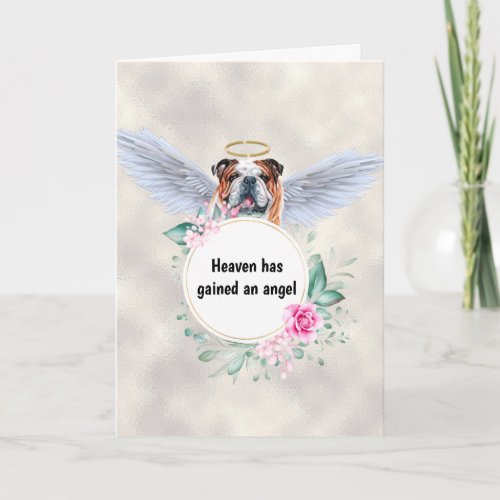 Pet memorial English bulldog dog angel wings poem Card