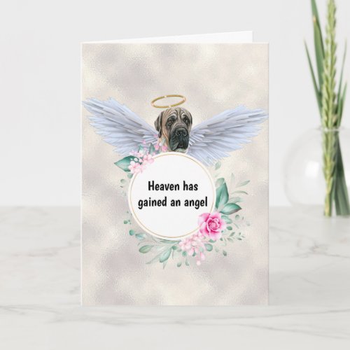 Pet memorial English mastiff dog angel wings poem Card