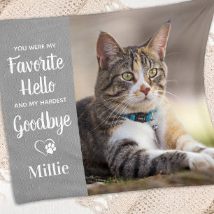 Pet Memorial Favorite Hello Custom Cat Photo Fleece Blanket