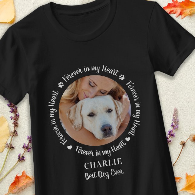 Pet Memorial Forever Heart Personalized Photo T-Shirt (Creator Uploaded)