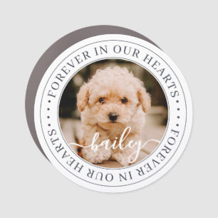 Pet Memorial Forever Hearts Elegant Chic Photo Car Magnet
