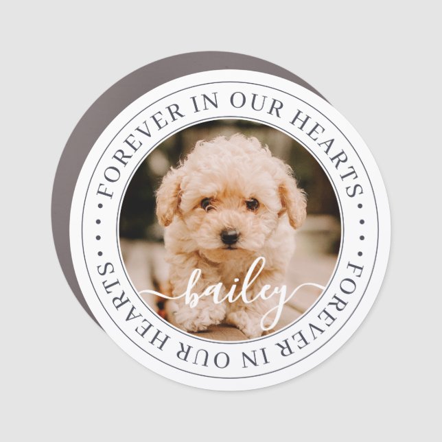 Pet Memorial Forever Hearts Elegant Chic Photo Car Magnet (Front)