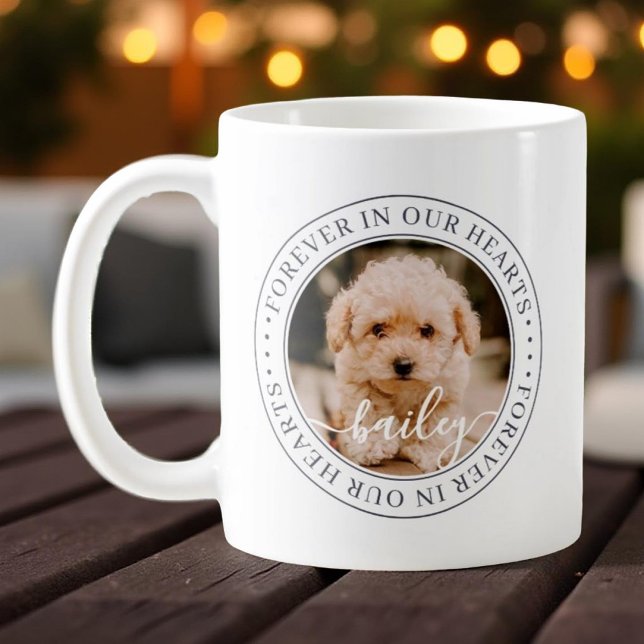 Pet Memorial Forever Hearts Elegant Chic Photo Coffee Mug (Creator Uploaded)