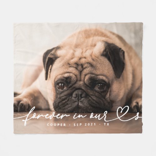 Pet Memorial Forever Hearts Simple Modern Photo Fleece Blanket