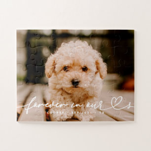 Pet Memorial Forever Hearts Simple Modern Photo Jigsaw Puzzle