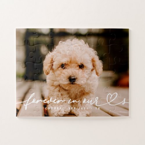 Pet Memorial Forever Hearts Simple Modern Photo Jigsaw Puzzle