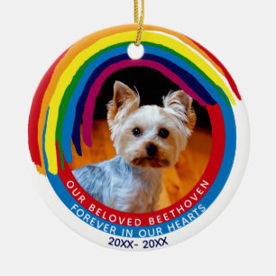 Pet Memorial Forever In Hearts Rainbow Bridge Ceramic Ornament