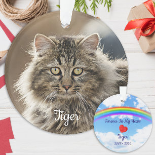 Pet Memorial Forever In Our Hearts Cat Photo Ornament