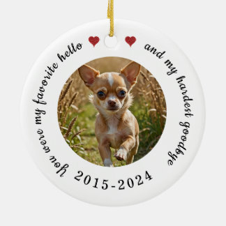 Pet Memorial Forever in our Hearts Custom Ceramic Ornament