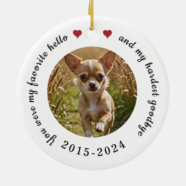 Pet Memorial Forever in our Hearts Custom Ceramic Ornament (Back)