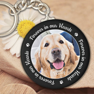 Pet Memorial Forever in our Hearts Custom Photo  Keychain