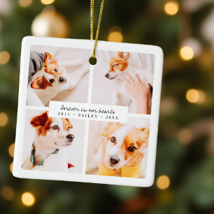 Pet Memorial Forever In Our Hearts Elegant Photos Ceramic Ornament