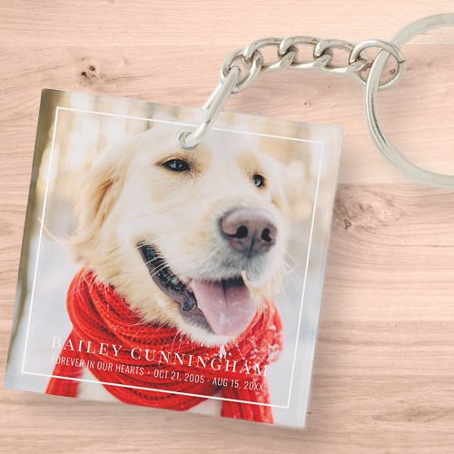 Pet Memorial Forever In Our Hearts Framed Photo Keychain