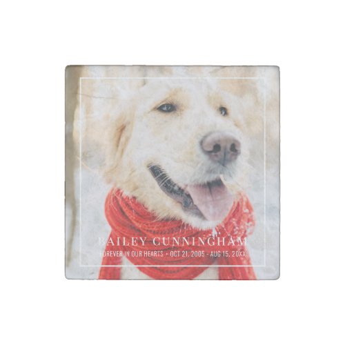 Pet Memorial Forever In Our Hearts Framed Photo Stone Magnet