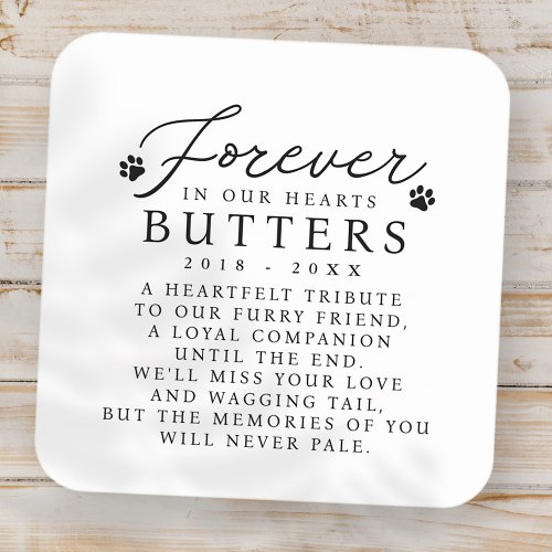 Pet Memorial Forever in our Hearts Modern Chic Square Sticker