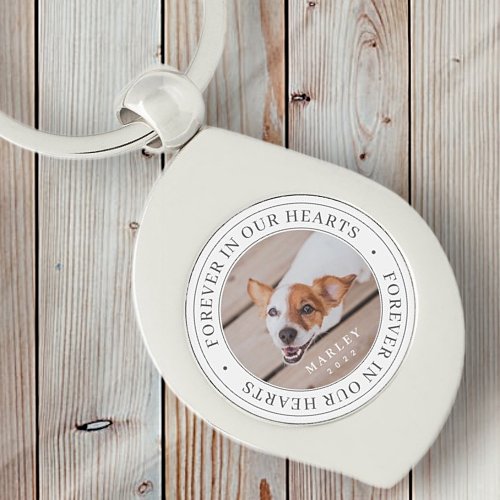 Pet Memorial Forever In Our Hearts Modern Photo Keychain