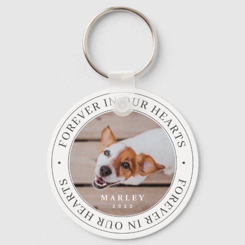 Pet Memorial Forever In Our Hearts Modern Photo Keychain
