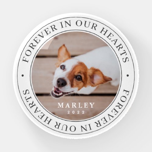 Pet Memorial Forever In Our Hearts Modern Photo Paperweight