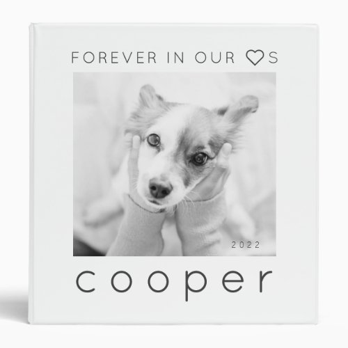 Pet Memorial Forever in our Hearts Simple Photo 3 Ring Binder