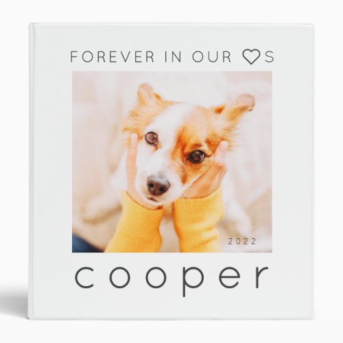 Pet Memorial Forever in our Hearts Simple Photo 3 Ring Binder