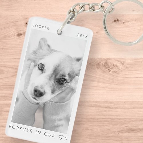 Pet Memorial Forever in our Hearts Simple Photo Keychain