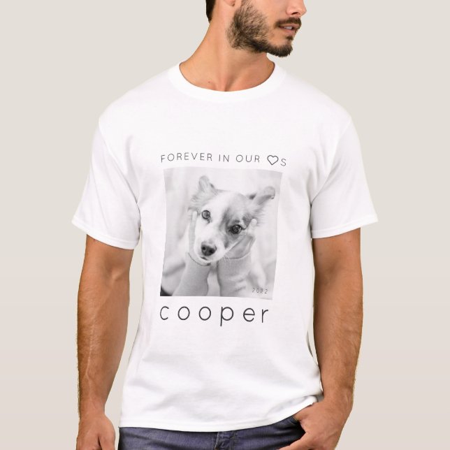 Pet Memorial Forever in our Hearts Simple Photo T-Shirt (Front)