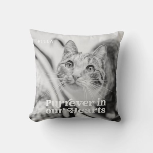 Pet Memorial Forever in our Hearts Simple Photo Throw Pillow