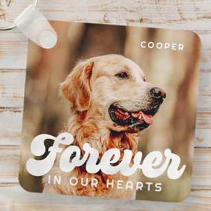 Pet Memorial Forever In Our Hearts Vintage Photo Keychain