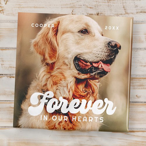Pet Memorial Forever In Our Hearts Vintage Photo Magnet