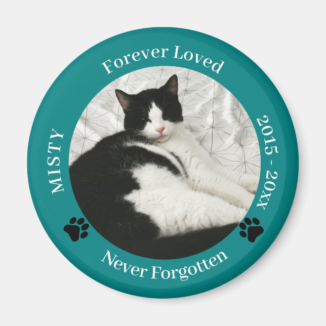 Pet Memorial Forever Loved Cat Photo Keychain Magn Magnet (Front)
