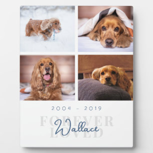 Pet Memorial Forever Loved Elegant 4 Photo Collage Plaque