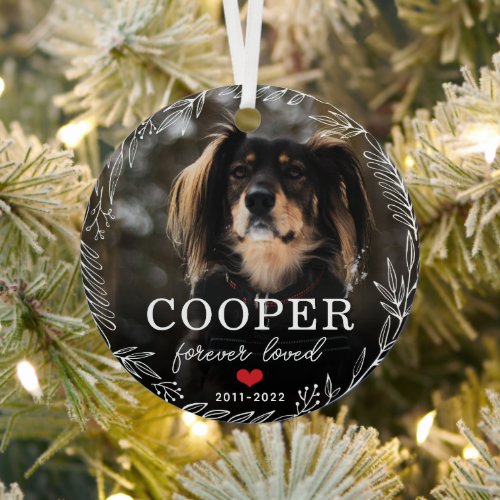 Pet Memorial Forever Loved Photo Christmas Metal Ornament