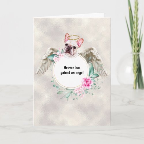 Pet memorial French bulldog angel wings poem Card